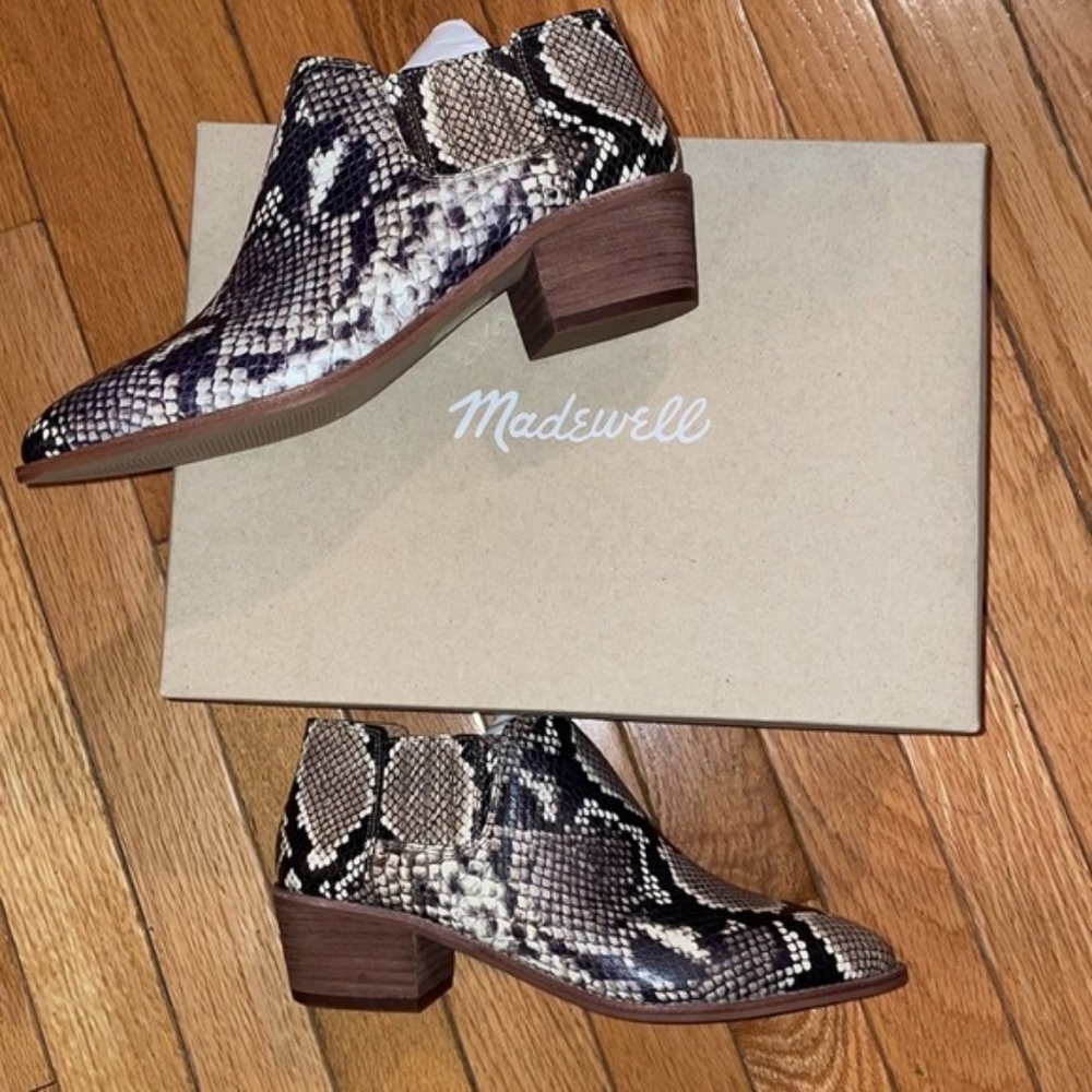 Madewell Sonia Low Leather Snakeskin Chelsea Boot